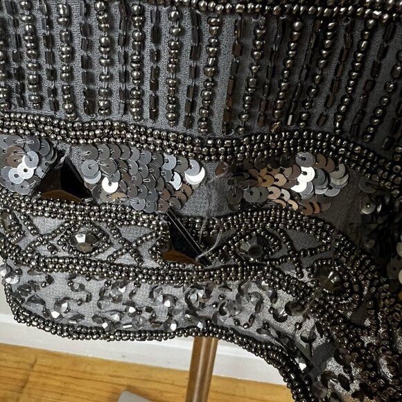 Yumi Kim Mini Skirt Ana Gray Black Beaded Sequin Size Small FLAWS - Picture 8 of 13